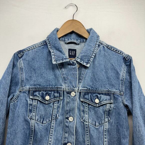 Vintage Gap Denim Jacket Women's Large Blue Trucker Pockets Western Cowgirl 90s - Picture 5 of 10